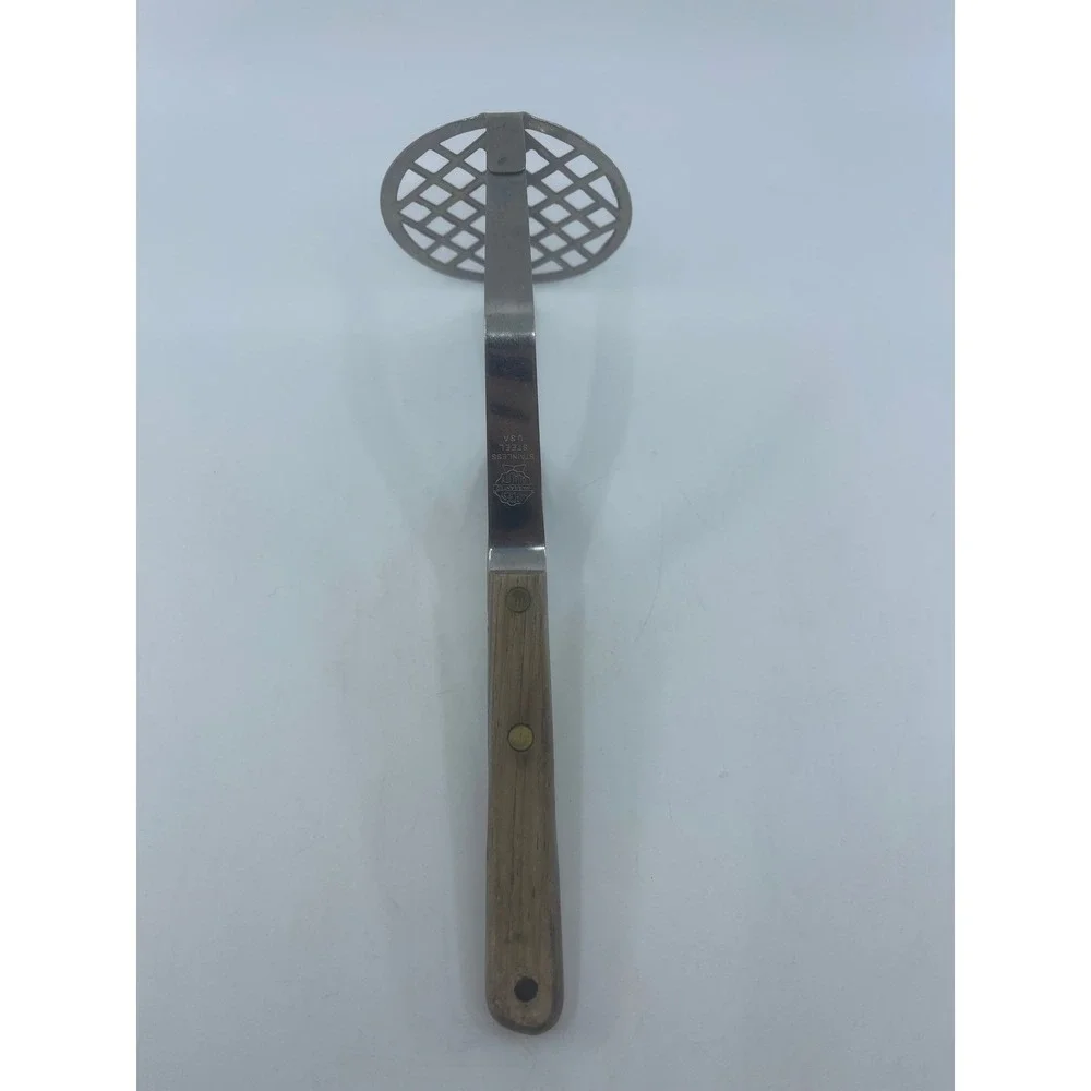 Mar-Crest Vintage Potato Masher Stainless Steel Wood Handle USA Made 9.5 Inch